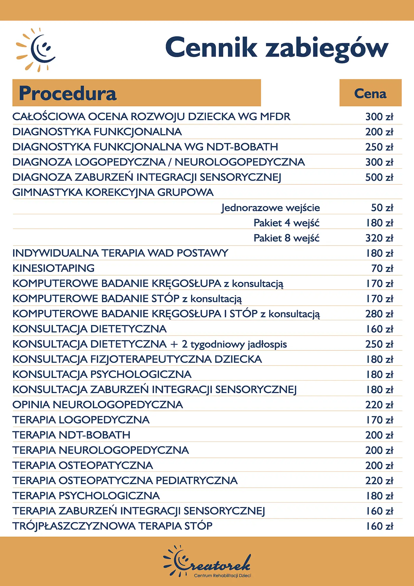 Creatorek Cennik 1.10.2025