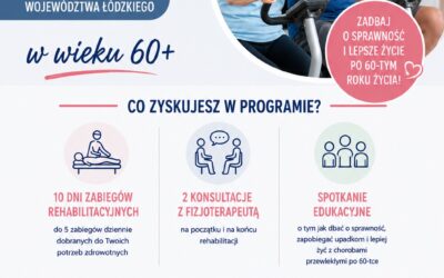 Zapraszamy na bezpłatny Program Rehabilitacji Leczniczej dla mieszkańców 60+ województwa łódzkiego